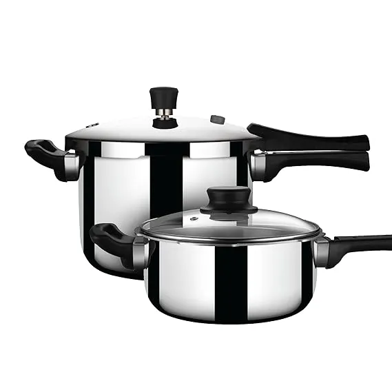 Stahl Xpress Triply 3 Liters Broad & 5 Liters Tall Pressure Cooker Combo